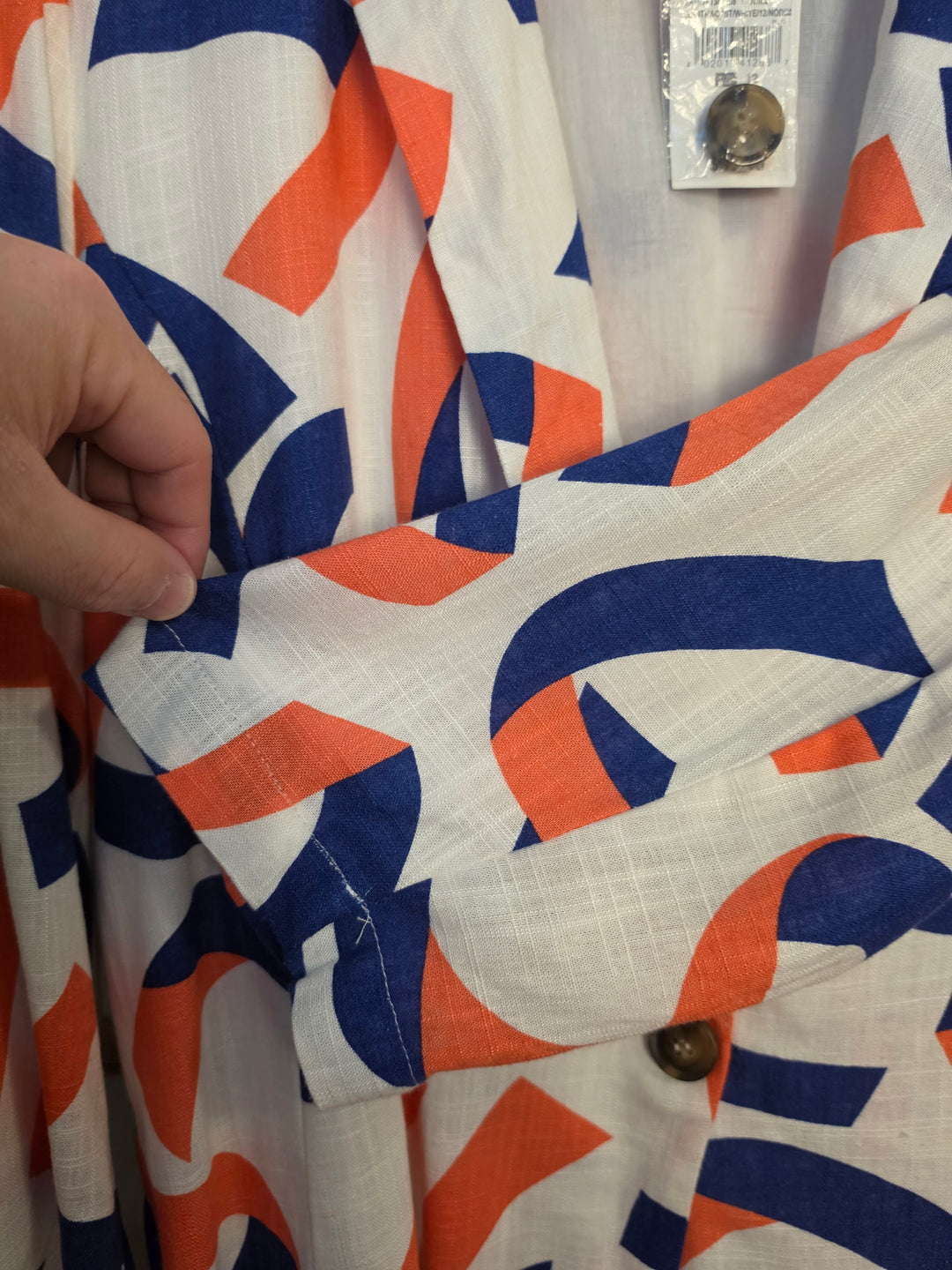 Ashley Stewart Abstract Print Linen Blend Blazer — Size 12 NWT