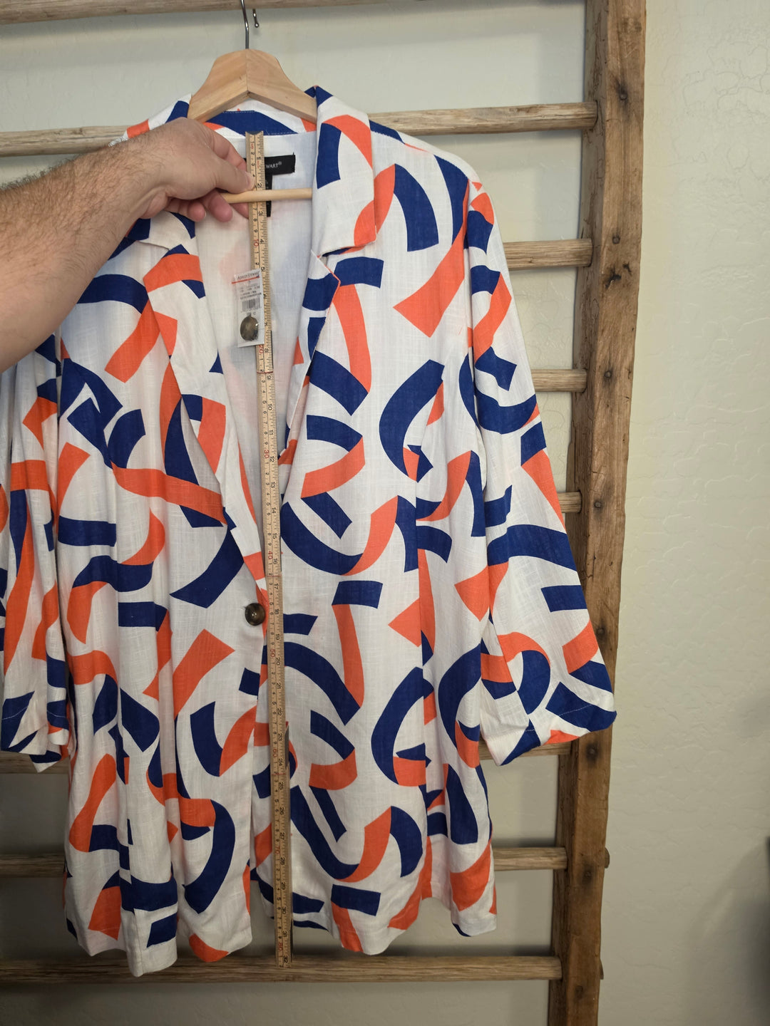 Ashley Stewart Abstract Print Linen Blend Blazer — Size 12 NWT