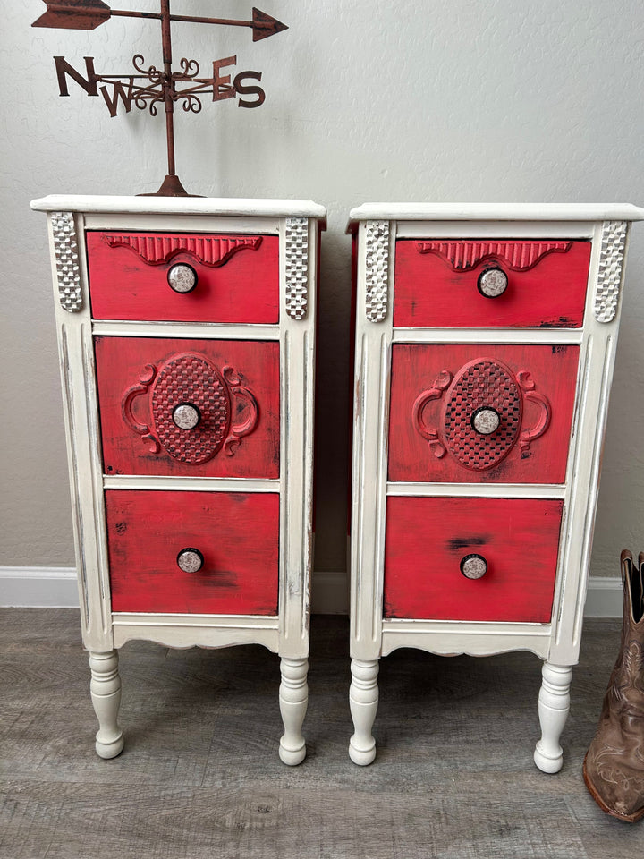 Pair of Vintage Nightstands – Sunset & White Oak Alchemy