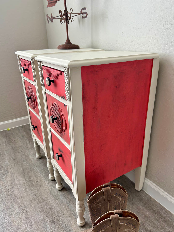 Pair of Vintage Nightstands – Sunset & White Oak Alchemy