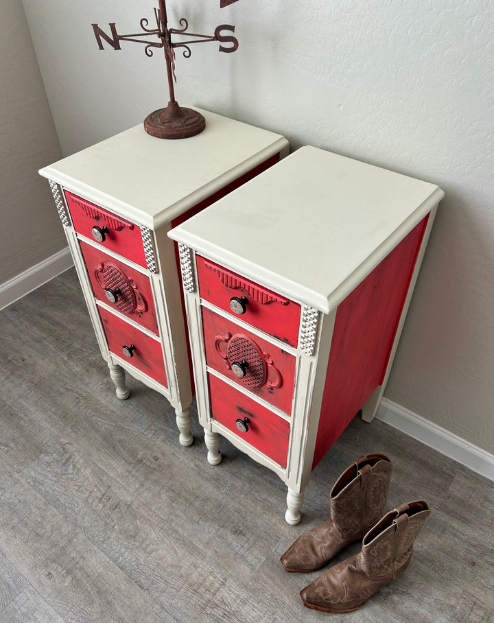 Pair of Vintage Nightstands – Sunset & White Oak Alchemy