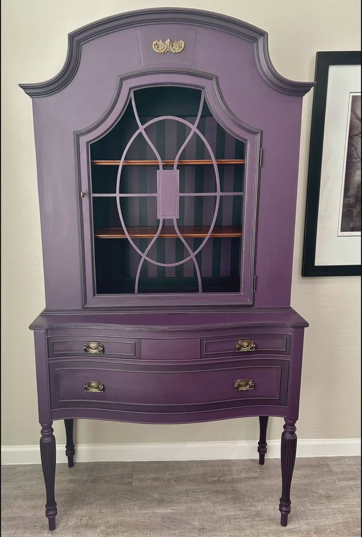 video of moody hutch painted in velvet plum
